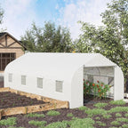Alpine Heavy-Duty Tunnel Greenhouse — 19.5 × 9.8 ft (White PE, Steel Frame)