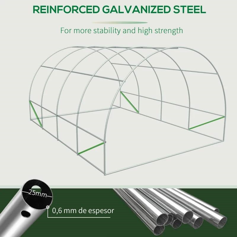 Alpine Heavy-Duty Tunnel Greenhouse — 19.5 × 9.8 ft (White PE, Steel Frame)