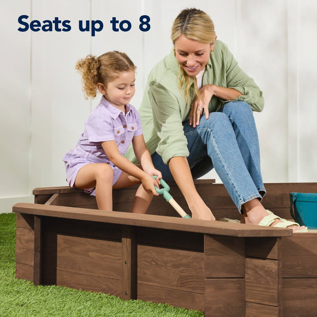 Heritage Hemlock Outdoor Sandbox – 78" Square with Benches + Protective Cover