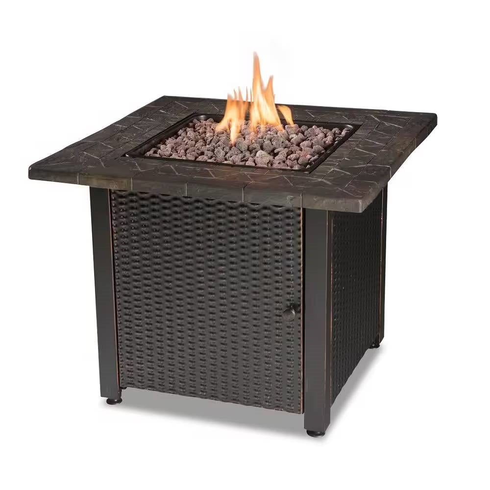 Bronze Mesa Propane Fire Table – 30" with Lava Rock + Protective Cover