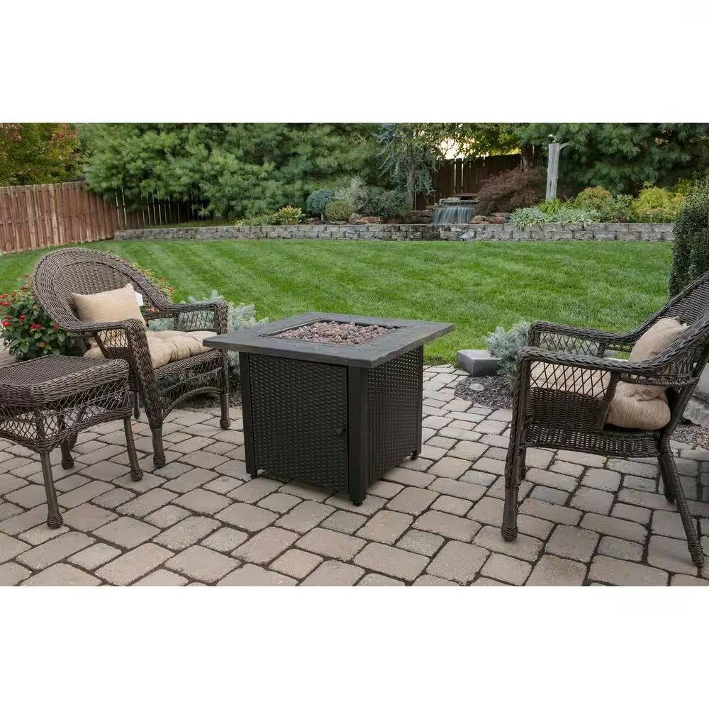 Bronze Mesa Propane Fire Table – 30" with Lava Rock + Protective Cover
