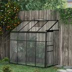 Evergreen Cottage Lean-To Greenhouse – 8.3 × 4.1 ft Polycarbonate (Black Frame)