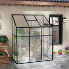 Evergreen Cottage Lean-To Greenhouse – 6.3 × 4.1 ft Polycarbonate (Black Frame)
