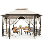 Heritage Octagon Gazebo with Mosquito Net Sidewalls and Crème Canopy – 10x12