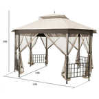 Heritage Octagon Gazebo with Mosquito Net Sidewalls and Cappuccino Canopy