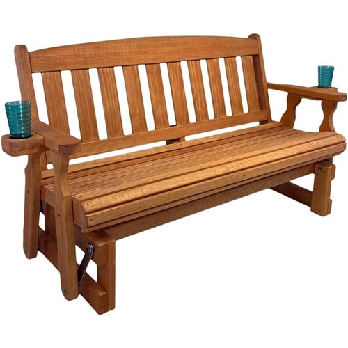 Heritage Amish Pine Porch Glider – 4 ft, Handmade in USA (Pressure-Treated Pine) - Honey Cedar