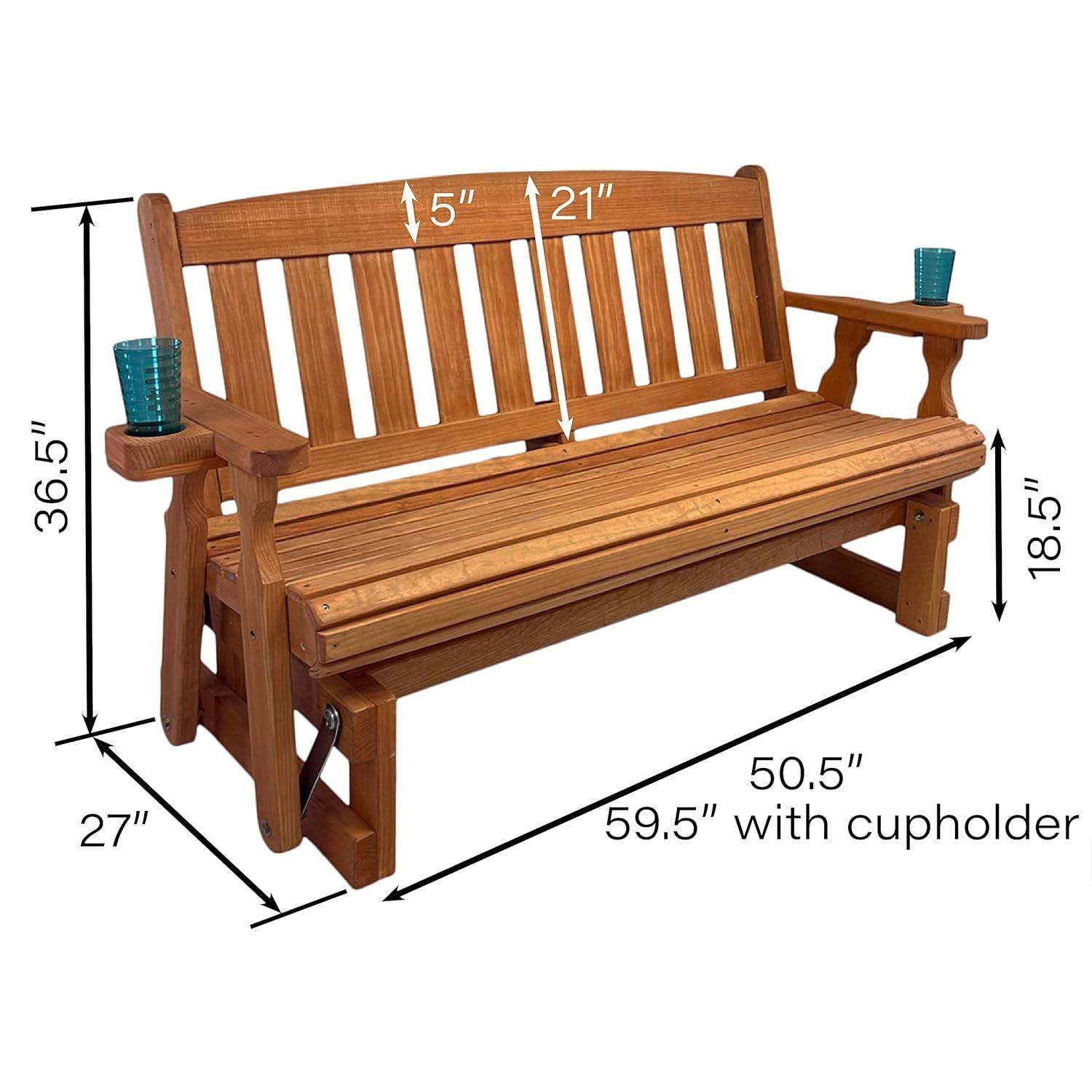 Heritage Amish Pine Porch Glider – 4 ft, Handmade in USA (Pressure-Treated Pine) - Honey Cedar