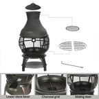 IronRidge 45" Cast Iron Chimenea – Wood-Burning Outdoor Fire Pit (360° View)