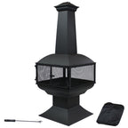 FrontierView Steel Chimenea Fire Tower – 57" Wood Burning Outdoor Heater (Black)