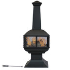 FrontierView Steel Chimenea Fire Tower – 57" Wood Burning Outdoor Heater (Black)