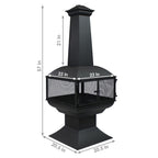 FrontierView Steel Chimenea Fire Tower – 57" Wood Burning Outdoor Heater (Black)