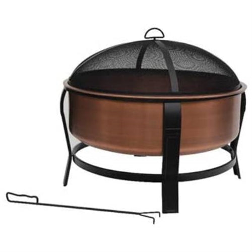 Rustic Copper Fire Pit Tub – Extra-Deep Outdoor Bowl with Spark Screen Cover