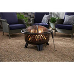 ForgeFire 30" Steel Fire Pit Grill – Wood-Burning with Cooking Grate, Screen & Poker