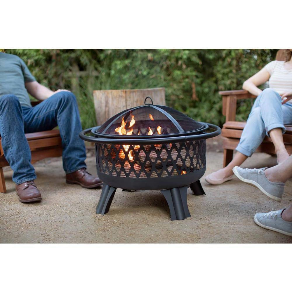ForgeFire 30" Steel Fire Pit Grill – Wood-Burning with Cooking Grate, Screen & Poker