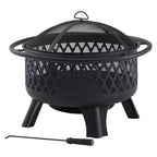 ForgeFire 30" Steel Fire Pit Grill – Wood-Burning with Cooking Grate, Screen & Poker