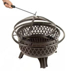 ForgeFire 30" Steel Fire Pit Grill – Wood-Burning with Cooking Grate, Screen & Poker