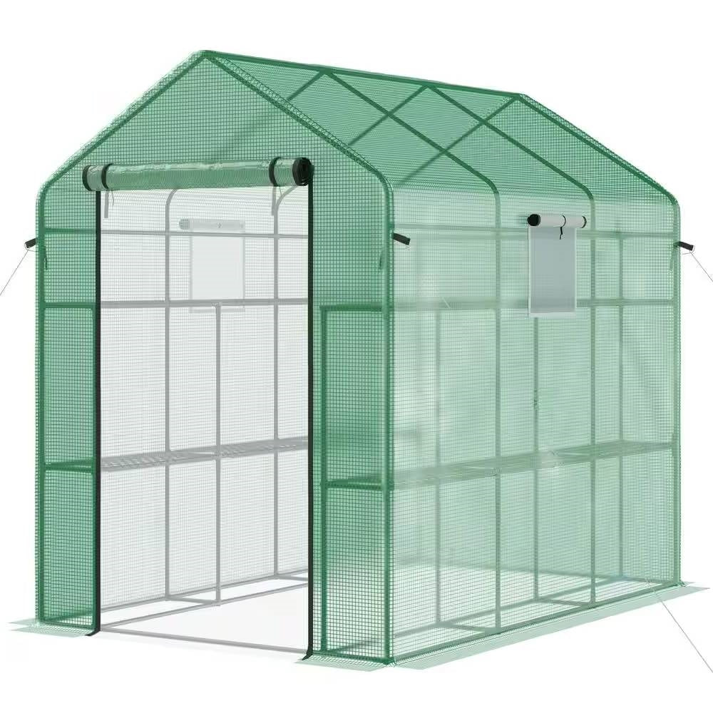 Frontier PE Garden Greenhouse – 7 × 4.7 ft with Steel Frame (Green Cover)