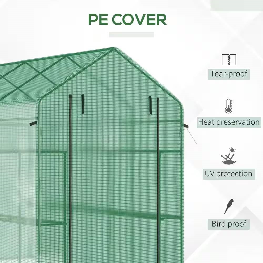 Frontier PE Garden Greenhouse – 7 × 4.7 ft with Steel Frame (Green Cover)