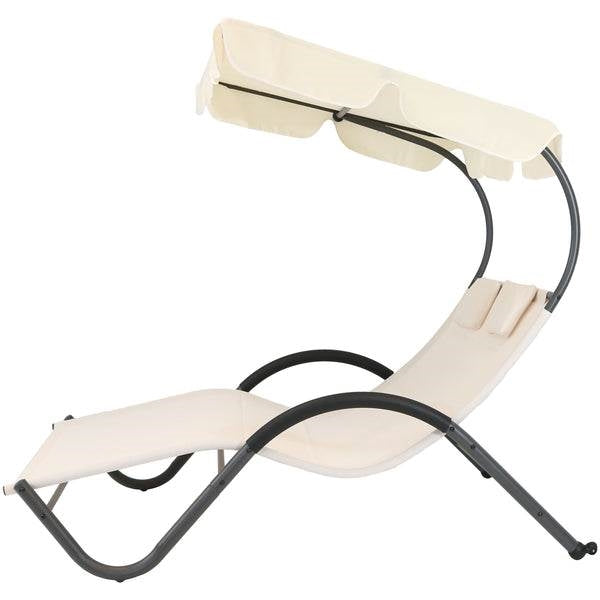 HarborShade Double Outdoor Chaise Lounge with Adjustable Canopy – Off-White