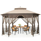 Heritage Octagon Gazebo with Mosquito Net Sidewalls and Cappuccino Canopy