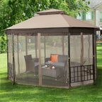 Heritage Octagon Gazebo with Mosquito Net Sidewalls and Cappuccino Canopy