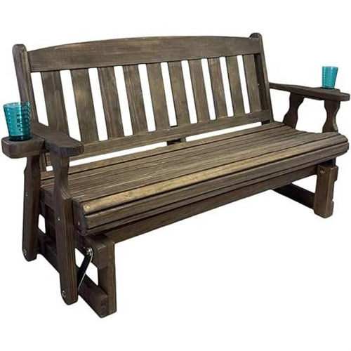 Heritage Amish Pine Porch Glider – 4 ft, Handmade in USA (Pressure-Treated Pine) - Dark Walnut