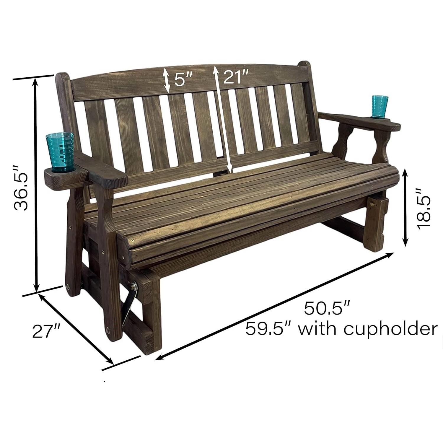 Heritage Amish Pine Porch Glider – 4 ft, Handmade in USA (Pressure-Treated Pine) - Dark Walnut