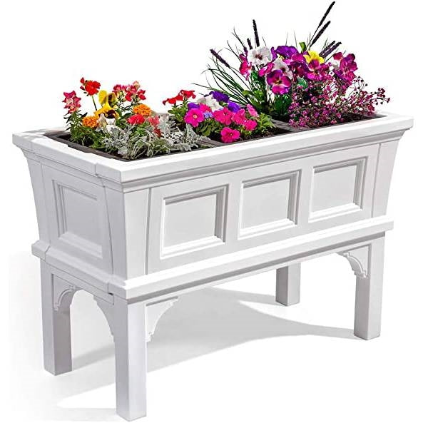 WhiteHarvest Elevated Planter Box – Indoor/Outdoor Raised Garden Bed with Removable Trays (39")