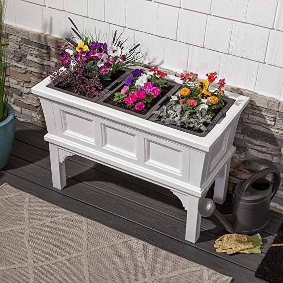 WhiteHarvest Elevated Planter Box – Indoor/Outdoor Raised Garden Bed with Removable Trays (39")